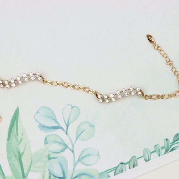 "Elegant Wavy Crystal Design Rose Gold Bracelet for Women, XPBL0758 - Picture 1 of 12